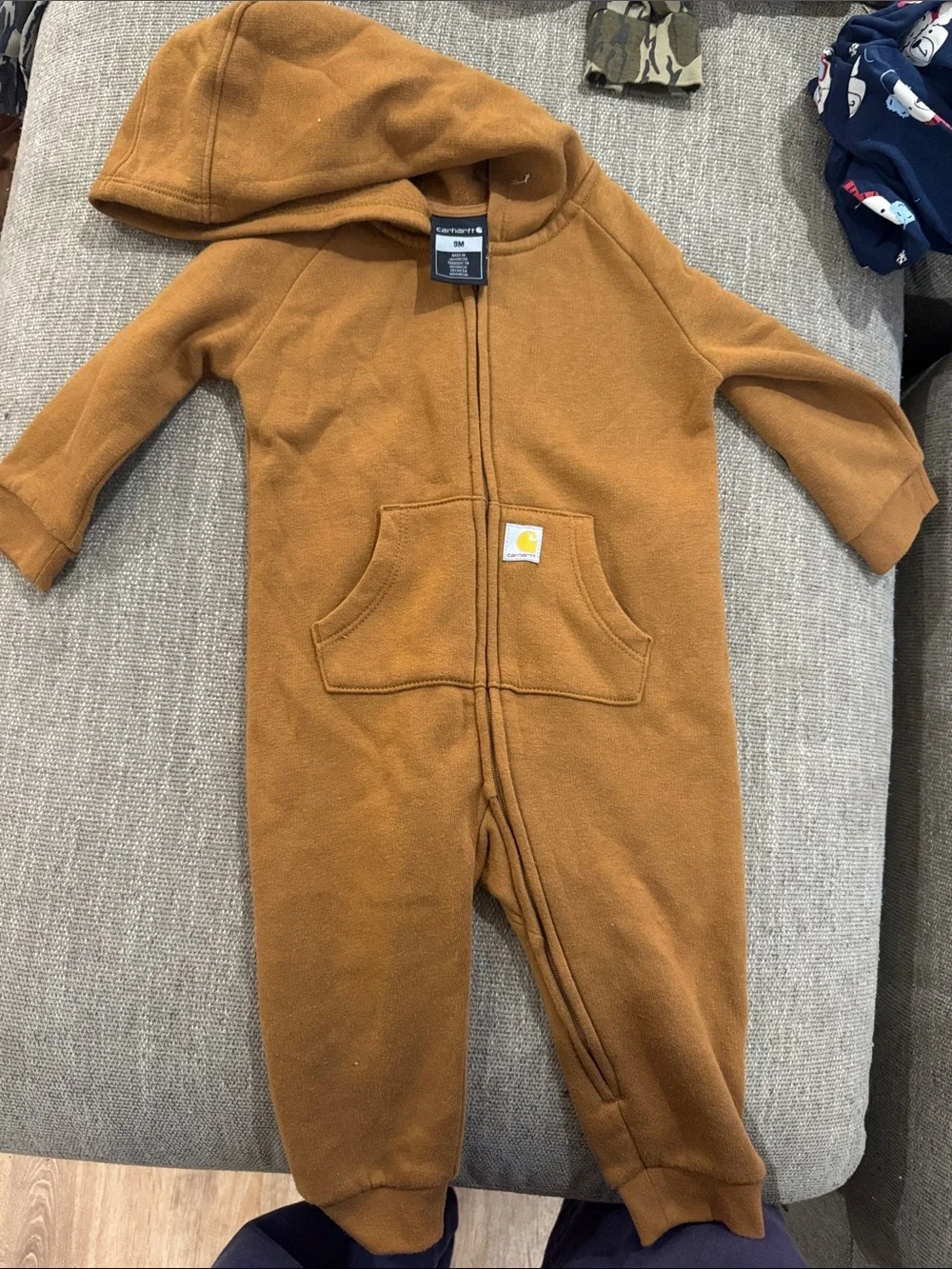 Carhartt Kids Caramel Brown Hooded Fleece One-Piece Coverall